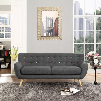 EEI-1633-GRY Remark Upholstered Fabric Sofa Gray