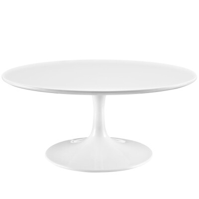 EEI-1646-WHI Lippa 36" Round Coffee Table with White Base