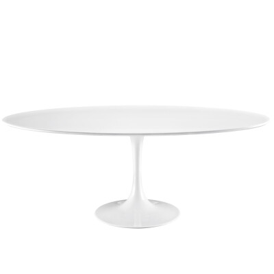 EEI-1657-WHI Lippa 78" Oval Wood Top Dining Table White