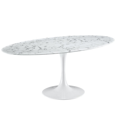 EEI-1659-WHI Lippa 78" Oval Artificial Marble Dining Table White
