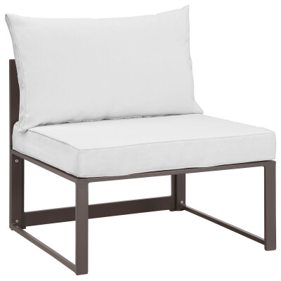 A white outdoor lounge chair with a white cushion.
