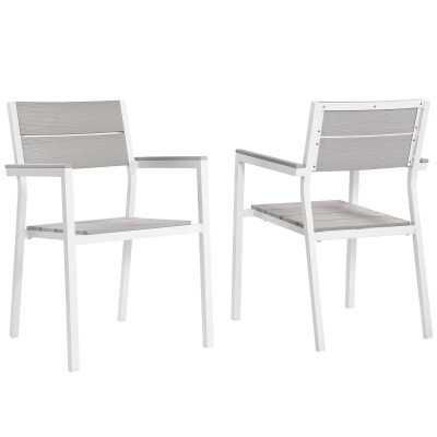 EEI-1739-WHI-LGR-SET Maine Dining Armchair Outdoor Patio Set of 2