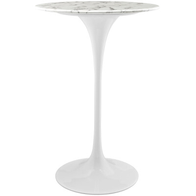 EEI-1827-WHI Lippa 28" Round Artificial Marble Bar Table White