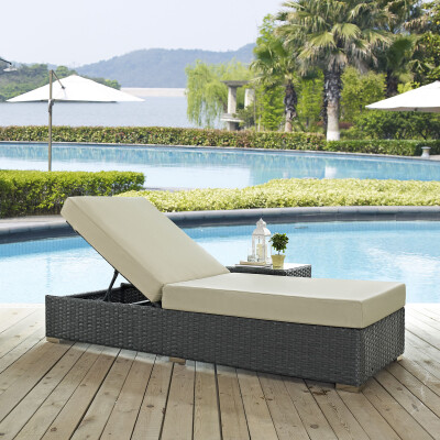 EEI-1862-CHC-BEI Sojourn Outdoor Patio Sunbrella® Chaise Lounge