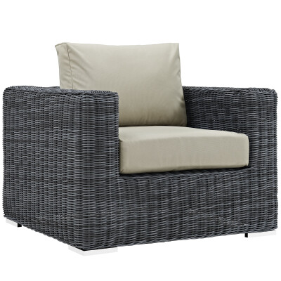 EEI-1864-GRY-BEI Summon Outdoor Patio Fabric Sunbrella® Armchair