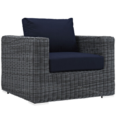 EEI-1864-GRY-NAV Summon Outdoor Patio Fabric Sunbrella® Armchair