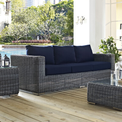 EEI-1874-GRY-NAV Summon Outdoor Patio Sunbrella® Sofa