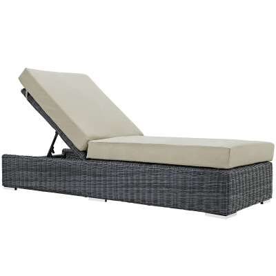 EEI-1876-GRY-BEI Summon Outdoor Patio Sunbrella® Chaise Lounge