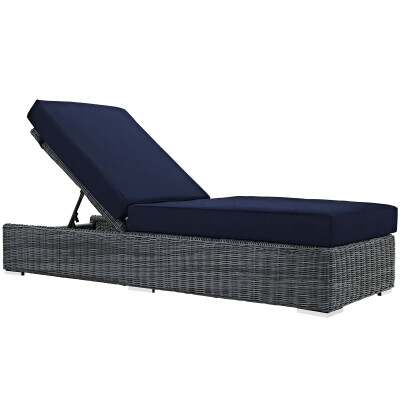 EEI-1876-GRY-NAV Summon Outdoor Patio Sunbrella® Chaise Lounge