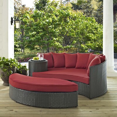 EEI-1982-CHC-RED Sojourn Outdoor Patio Sunbrella® Daybed