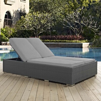 EEI-1983-CHC-GRY Sojourn Outdoor Patio Sunbrella® Double Chaise