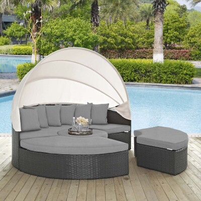 EEI-1986-CHC-GRY Sojourn Outdoor Patio Sunbrella® Daybed