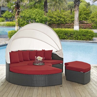 EEI-1986-CHC-RED Sojourn Outdoor Patio Sunbrella® Daybed
