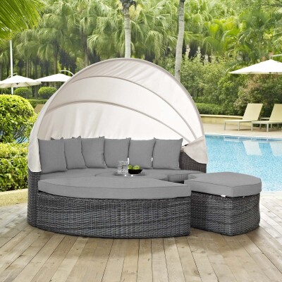 EEI-1997-GRY-GRY Summon Canopy Outdoor Patio Sunbrella® Daybed