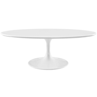 EEI-2018-WHI Lippa 48" Oval-Shaped Wood Top Coffee Table White