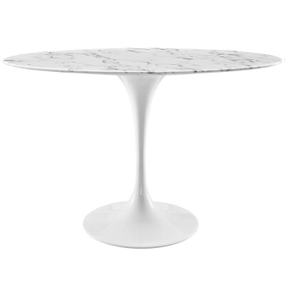 EEI-2021-WHI Lippa 48" Oval Artificial Marble Dining Table White