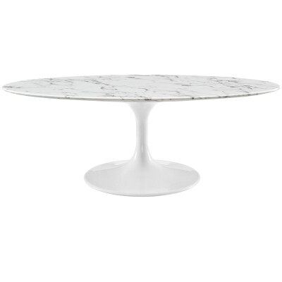 EEI-2022-WHI Lippa 48" Oval-Shaped Artificial Marble Coffee Table