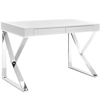 EEI-2047-WHI-SET Adjacent Desk White - Silver