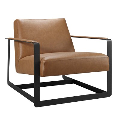 EEI-2075-TAN Seg Vegan Leather Upholstered Vinyl Accent Chair Tan
