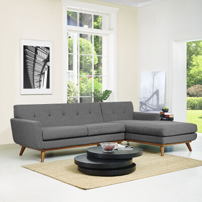 EEI-2119-DOR-SET Engage Right-Facing Sectional Sofa Gray