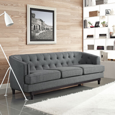 EEI-2131-GRY Coast Upholstered Fabric Sofa Gray