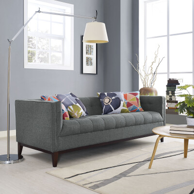 EEI-2135-GRY Serve Upholstered Fabric Sofa Gray