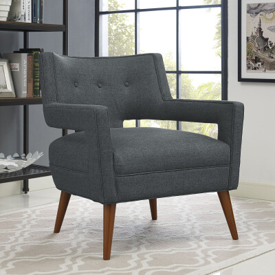 EEI-2142-GRY Sheer Upholstered Fabric Armchair Gray