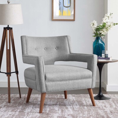 EEI-2142-LGR Sheer Upholstered Fabric Armchair Light Gray