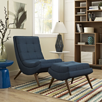 EEI-2143-AZU Ramp Upholstered Fabric Lounge Chair Set Azure