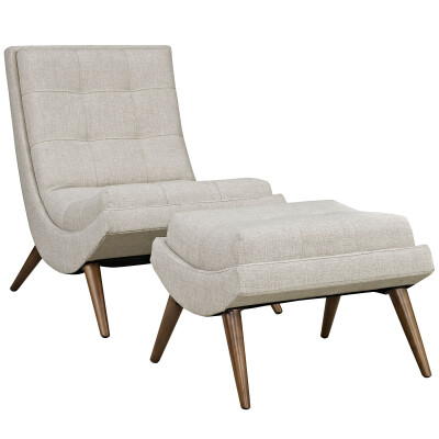 EEI-2143-SAN Ramp Upholstered Fabric Lounge Chair Set Sand