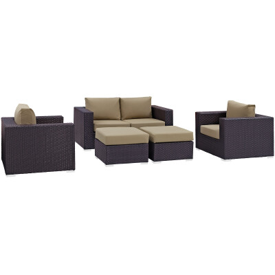 EEI-2158-EXP-MOC-SET Convene 5 Piece Outdoor Patio Sofa Set