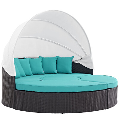 EEI-2173-EXP-TRQ-SET Convene Canopy Outdoor Patio Daybed Espresso Turquoise