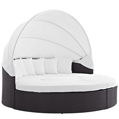 EEI-2173-EXP-WHI-SET Convene Canopy Outdoor Patio Daybed Espresso White