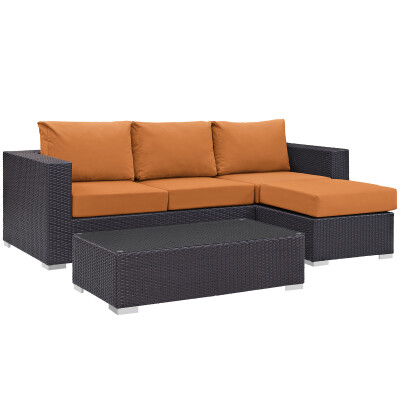 EEI-2178-EXP-ORA-SET Convene 3 Piece Outdoor Patio Sofa Set