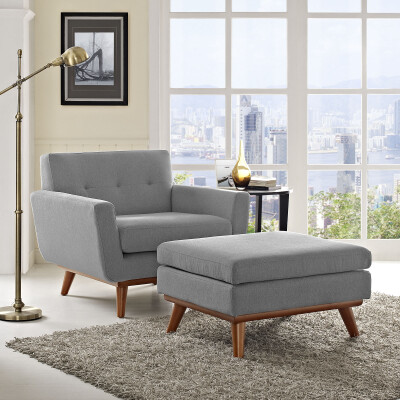 EEI-2187-GRY-SET Engage 2 Piece Armchair and Ottoman Expectation Gray