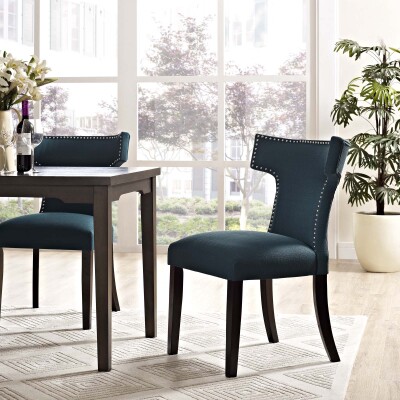 EEI-2221-AZU Curve Fabric Dining Chair Azure
