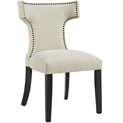 EEI-2221-BEI Curve Fabric Dining Chair Beige