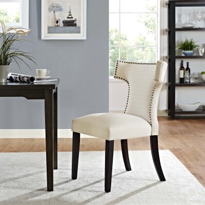 EEI-2221-BEI Curve Fabric Dining Chair Beige