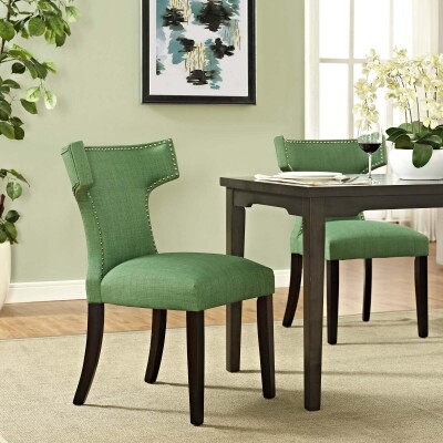 EEI-2221-GRN Curve Fabric Dining Chair Kelly Green