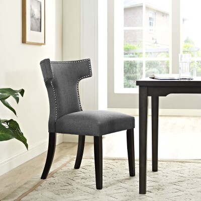 EEI-2221-GRY Curve Fabric Dining Chair Gray