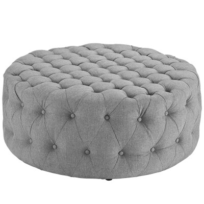 EEI-2225-LGR Amour Upholstered Fabric Ottoman Light Gray