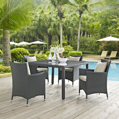 EEI-2243-CHC-BEI-SET Sojourn Sunbrella® Outdoor Dining Chairs in Beige (Set of 4)