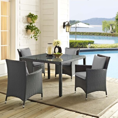 EEI-2243-CHC-GRY-SET Sojourn Sunbrella® Outdoor Dining Chairs in Gray (Set of 4)
