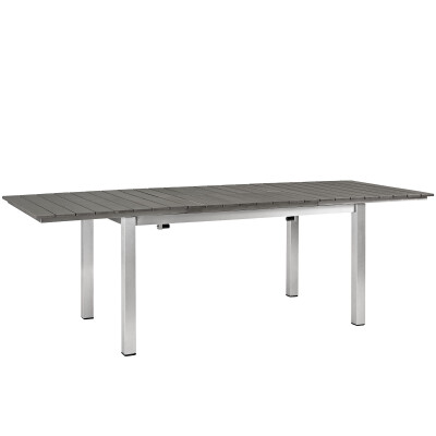 EEI-2257-SLV-GRY Shore Outdoor Patio Wood Dining Table Silver Gray