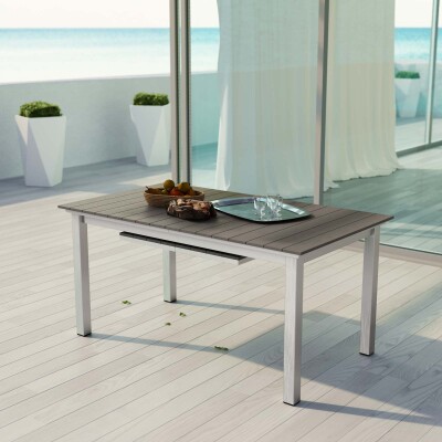 EEI-2257-SLV-GRY Shore Outdoor Patio Wood Dining Table Silver Gray
