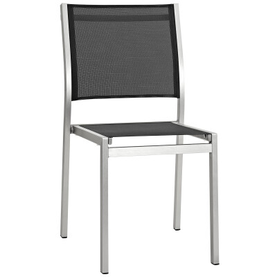 EEI-2259-SLV-BLK Shore Outdoor Patio Aluminum Side Chair