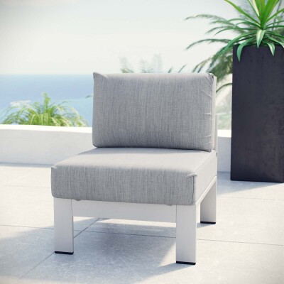 EEI-2263-SLV-GRY Shore Armless Outdoor Patio Aluminum Chair
