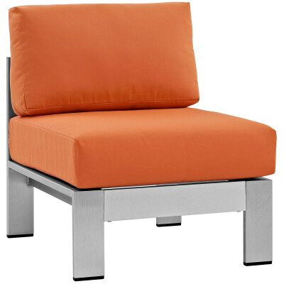 EEI-2263-SLV-ORA Shore Armless Outdoor Patio Aluminum Chair