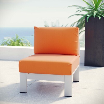 EEI-2263-SLV-ORA Shore Armless Outdoor Patio Aluminum Chair