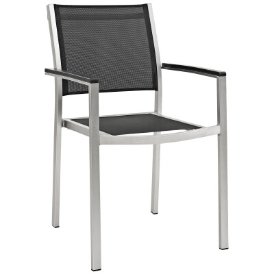 EEI-2272-SLV-BLK Shore Outdoor Patio Aluminum Dining Chair